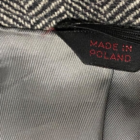 Mens Wool Blazer Size 48 Dark Academia Grandpacore Old Money Poland Herringbone - Picture 4 of 7